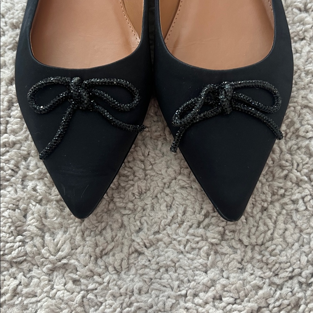 J. Crew black satin sparkly bow flats 8.5 - Picture 2 of 4